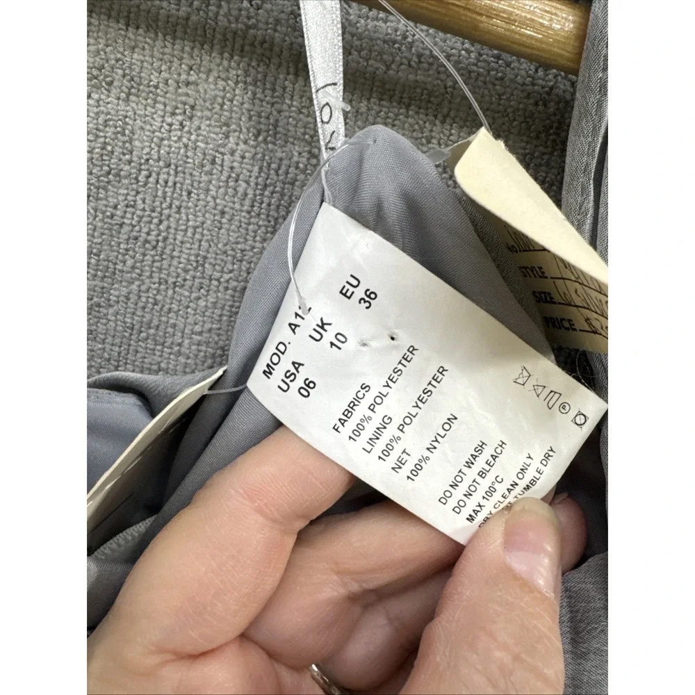 Silver Beaded Gown Sz‎ 6 Y2K Ruched Bodice Evening Dress Formal Glam - Picture 13 of 16